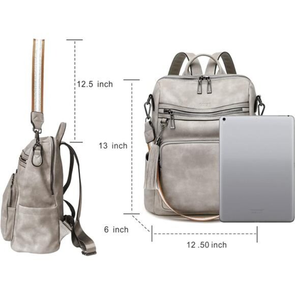 Leather Backpack Purse for Women Fashion Tassel Ladies Shoulder Bags - Picture 6 of 6